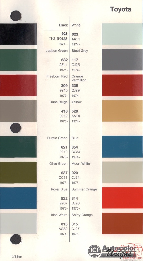 1971 - 1977 Toyota Paint Charts Autocolor 1